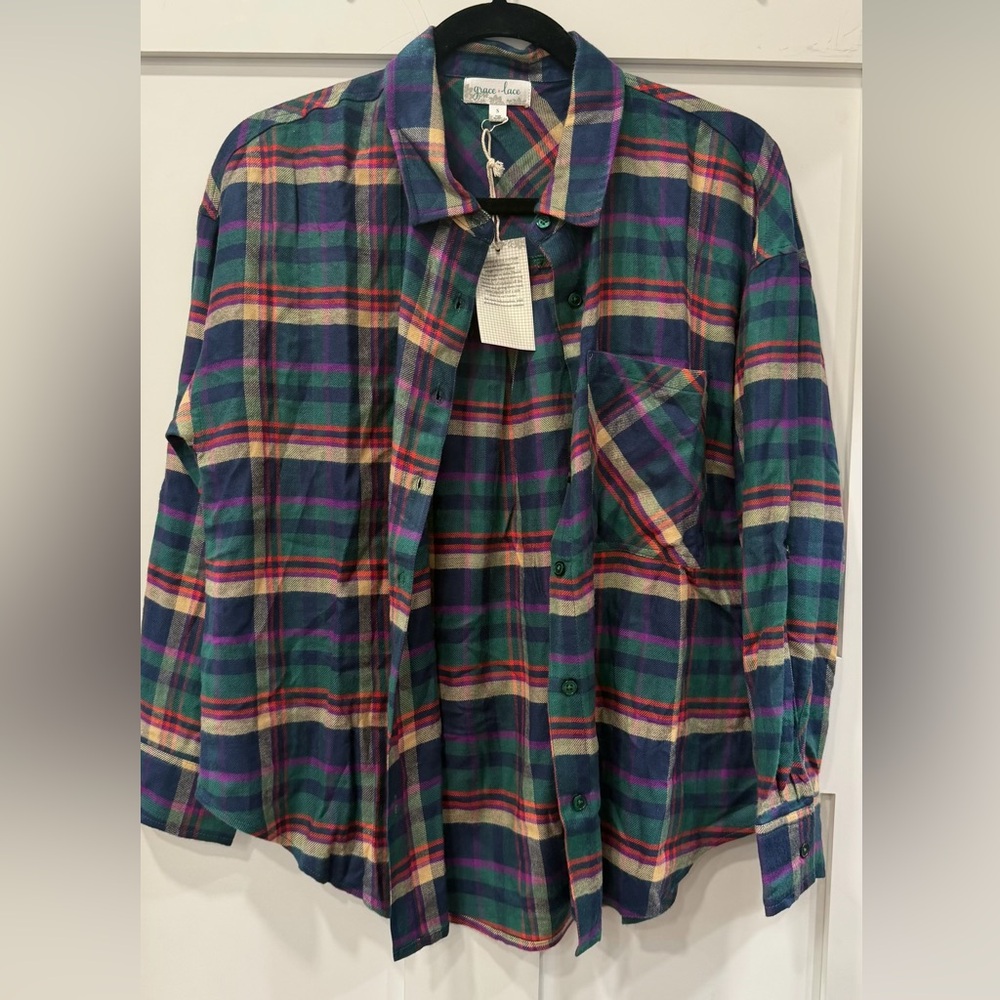 Grace and Lace soft brushed spring jewel plaid NWT